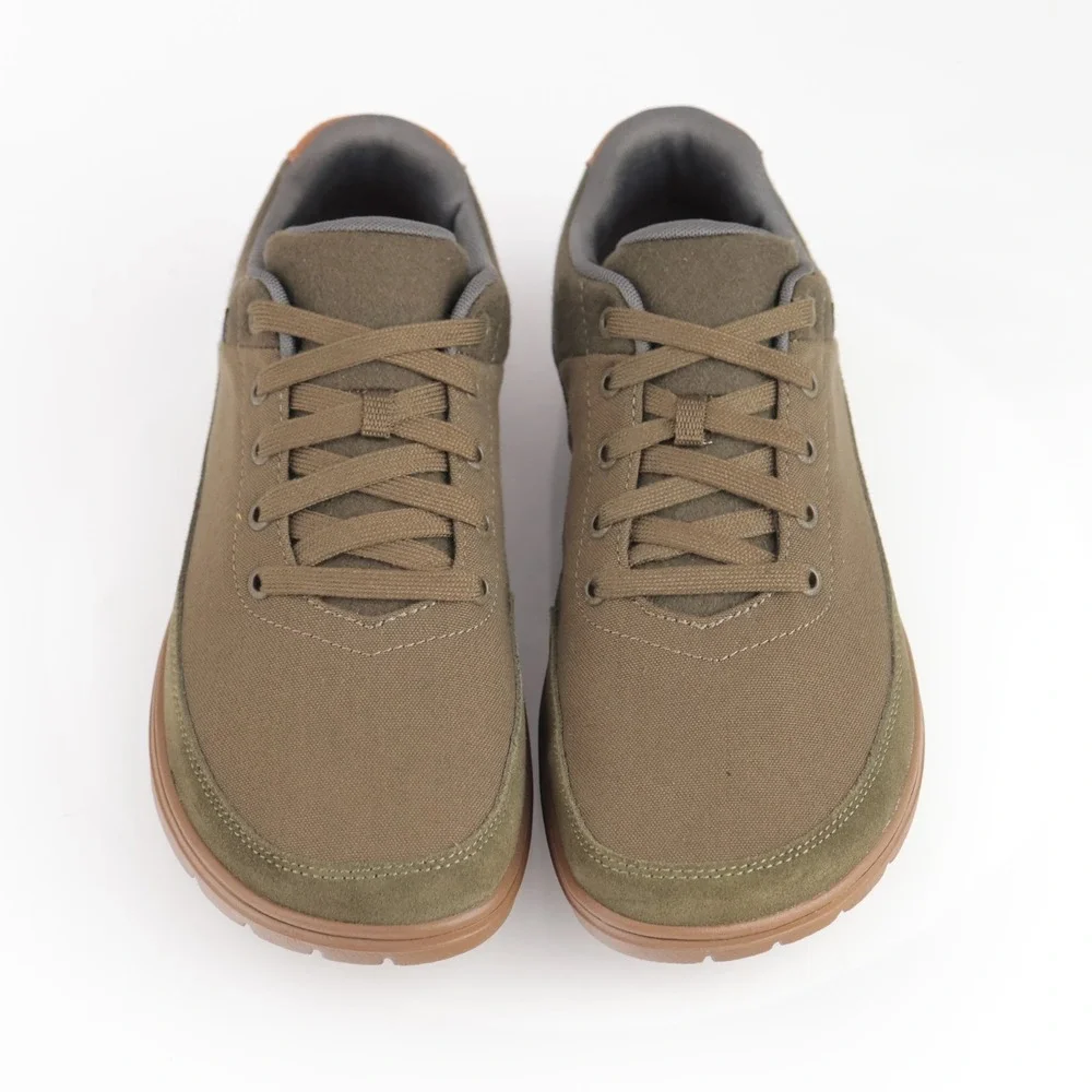 Lems Mens Chillum Barefoot Shoes Size 9 Olive Canvas Minimalist Lace Up Sneakers